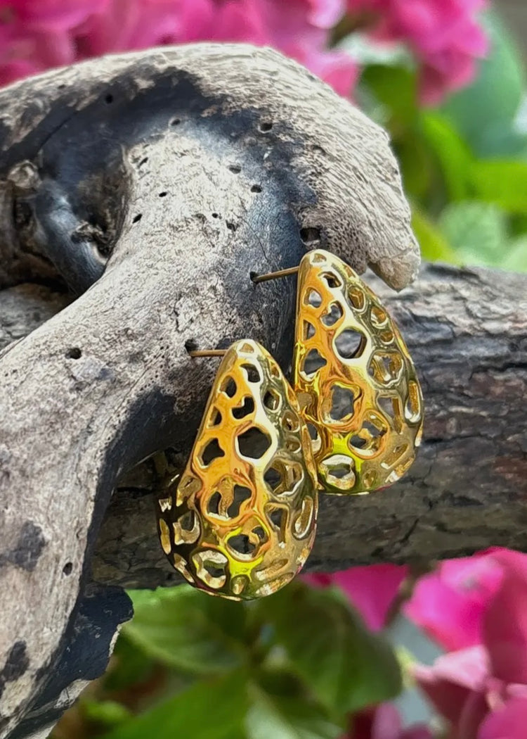 BLAIR | 18ct gold plated hollow tear drop shaped earrings