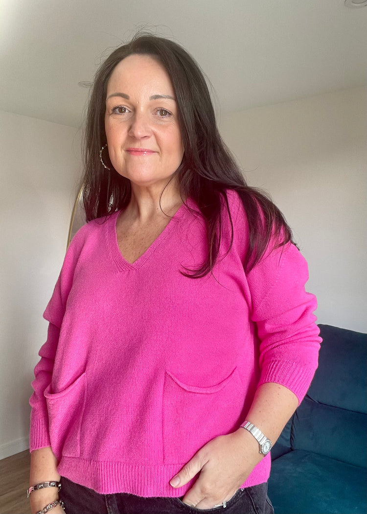 MILLIE | magenta soft knit v-neck jumper
