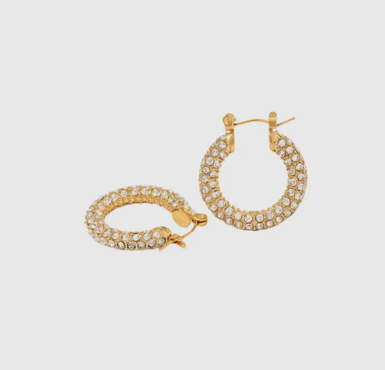 LACEY | gold cubic zirconia hoop earrings
