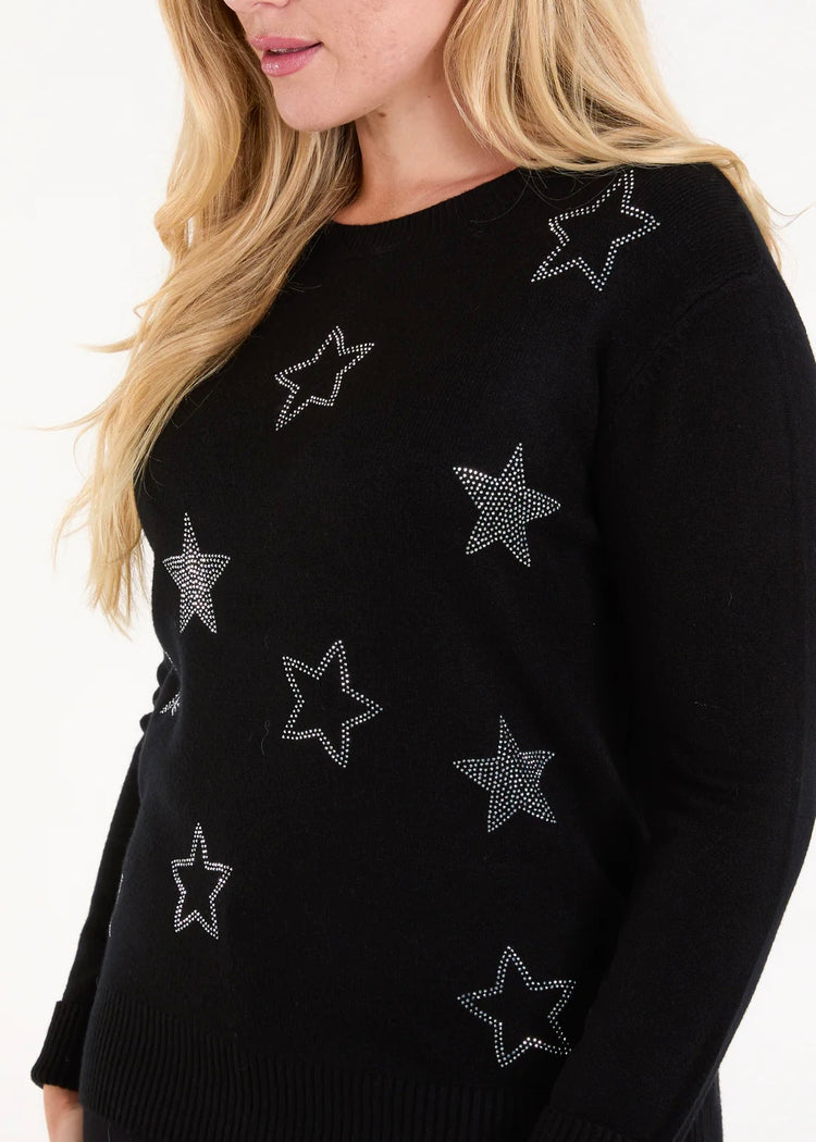 MIA | Black diamanté star embellished jumper