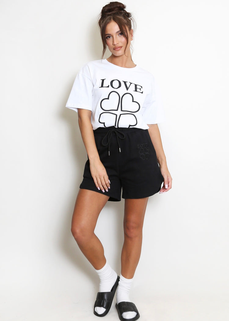 JESSICA | black and white love slogan t-shirt and shorts set