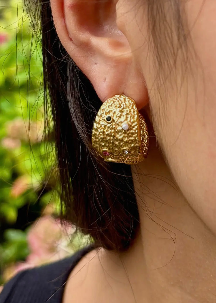 ARABELLA | 18ct gold plated cubic zirconia half hoop earrings