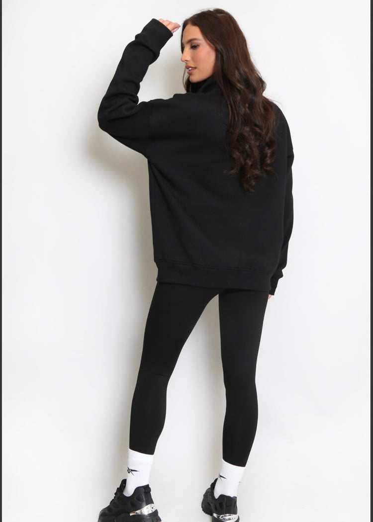 BROOKLYN | black Brooklyn half zip sweatshirt