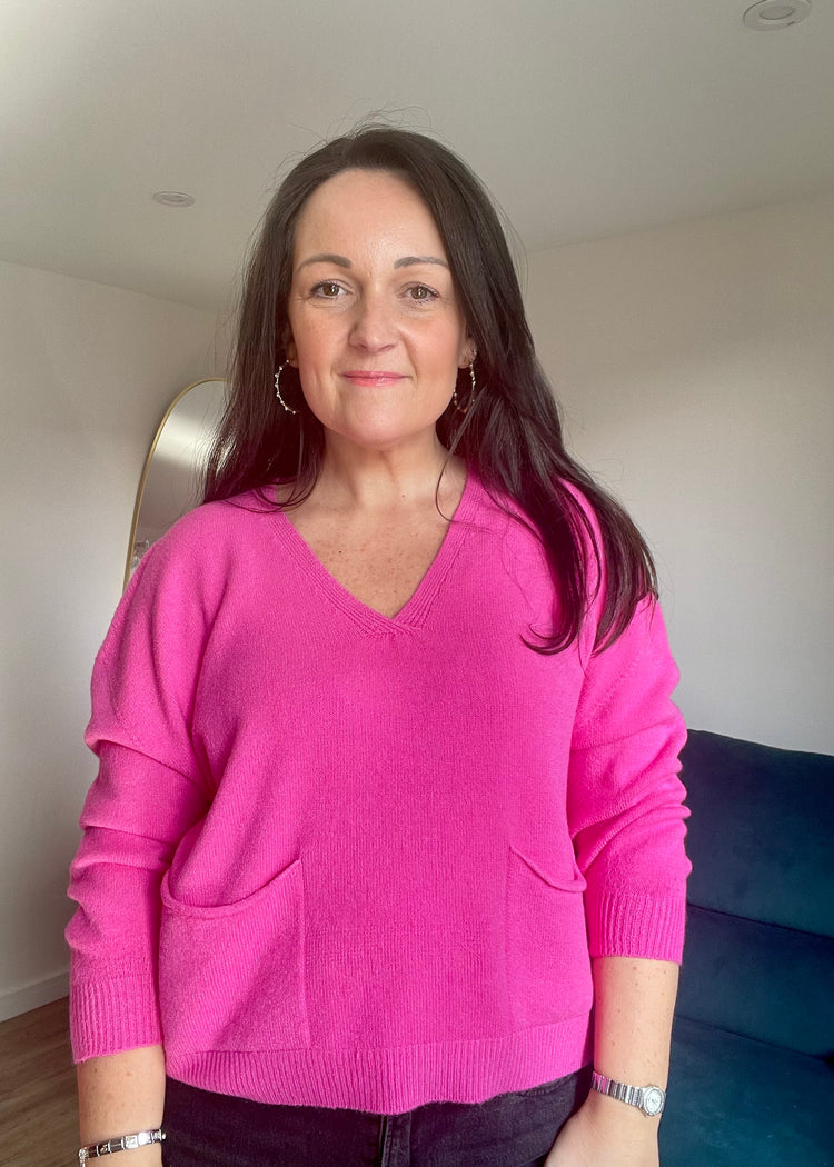 MILLIE | magenta soft knit v-neck jumper