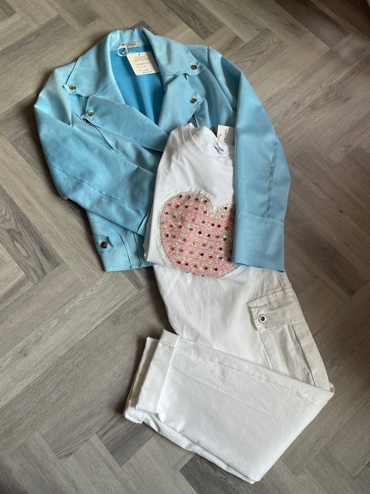 MILLIE | white magic stretch cargo trousers