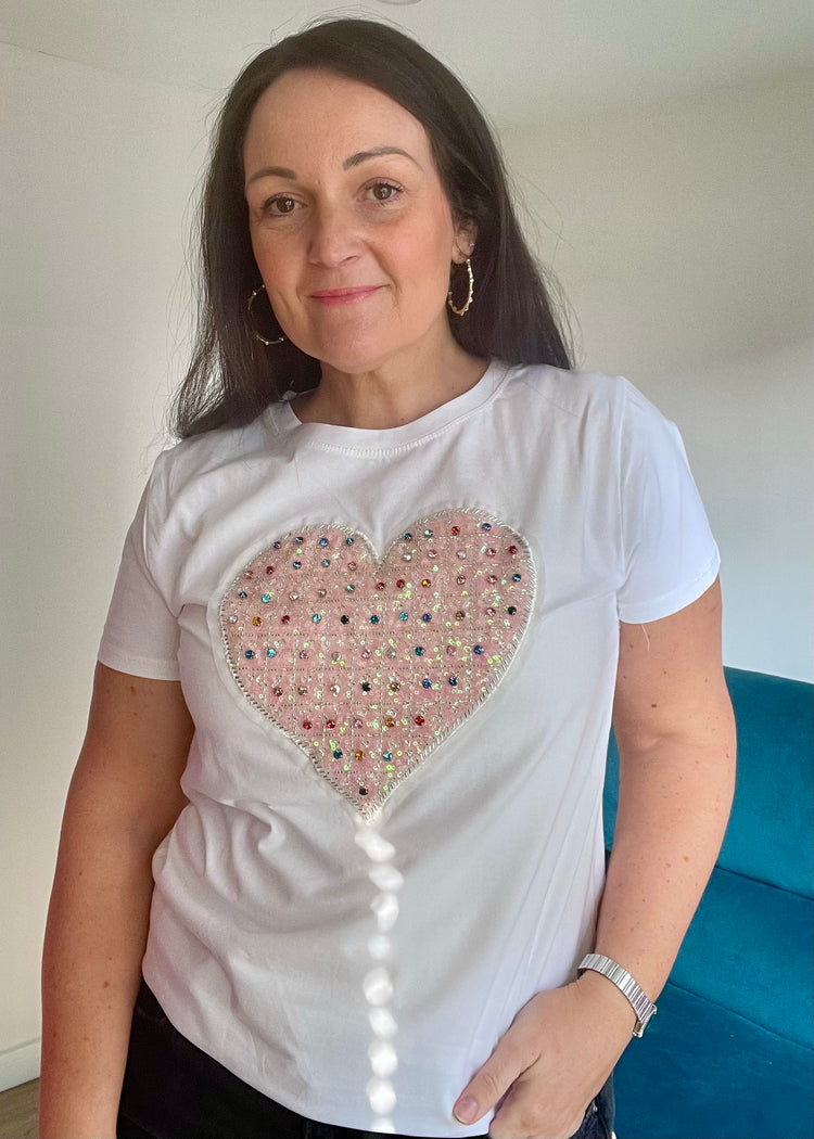 MIA | white sparkly heart top