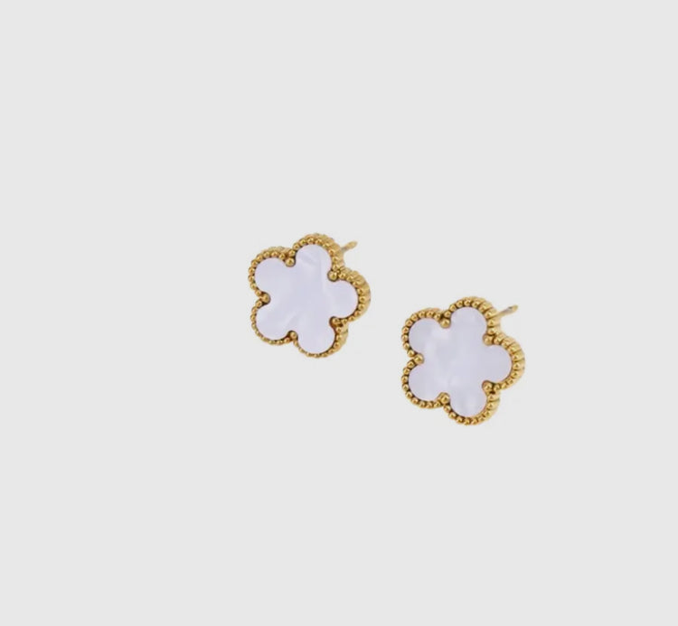 TANYA | white clover stud earrings