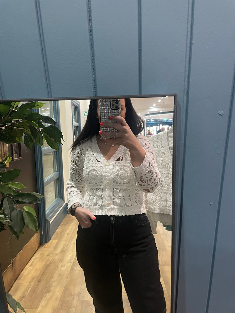 TESS | cream crochet cardigan