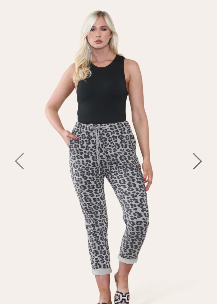 KACEY | mocha leopard print magic stretch trousers