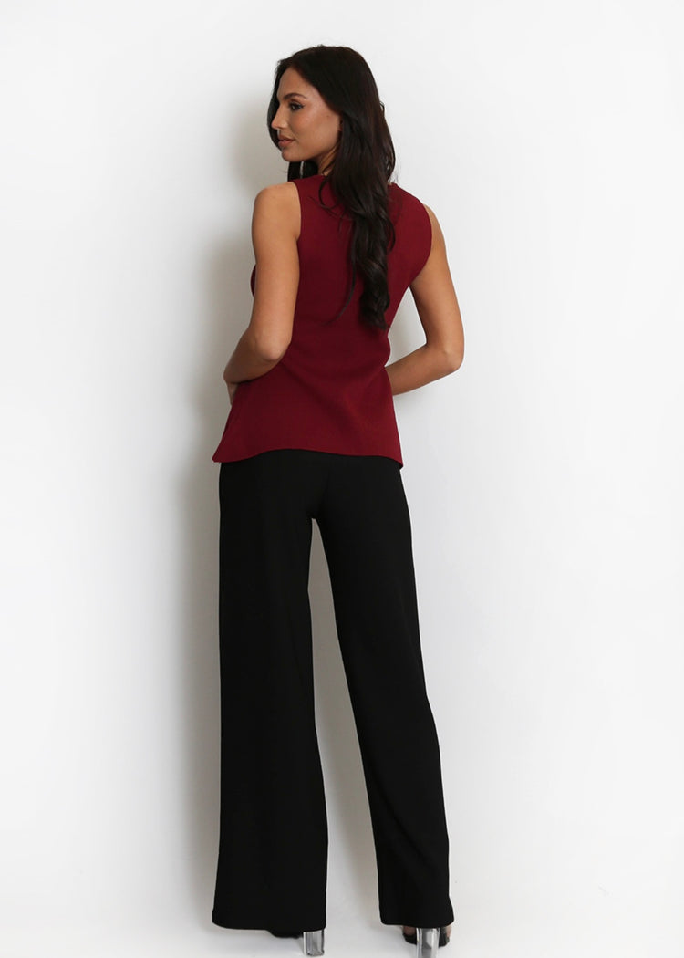 CHRISTIE |  burgundy fine knit peplum waistcoat