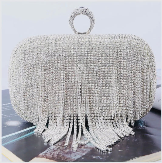 ELIZA | silver crystal clutch bag