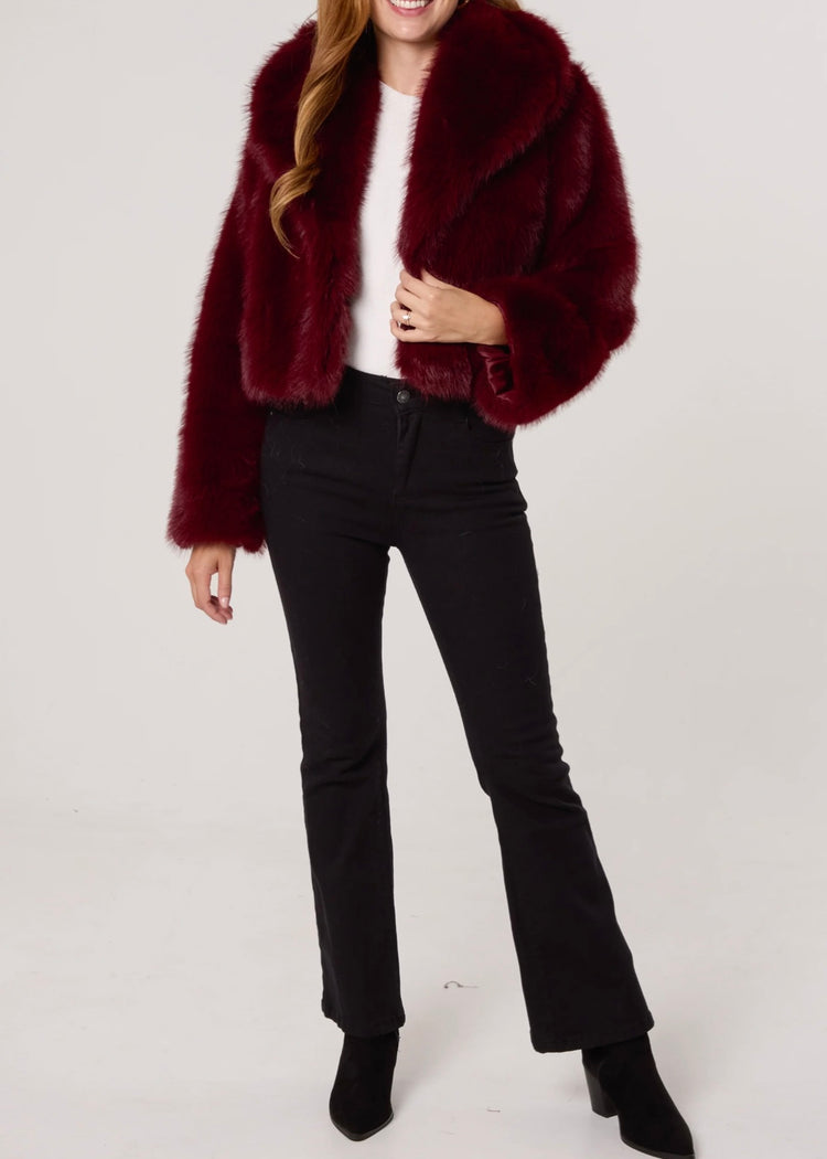 EMMA  |  burgundy faux fur cropped jacket