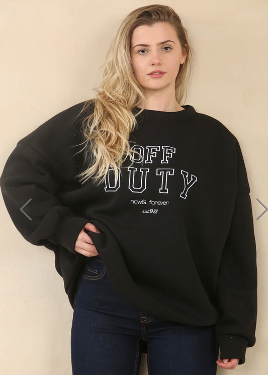 AMY | black oversized Off Duty slogan sweatshirt