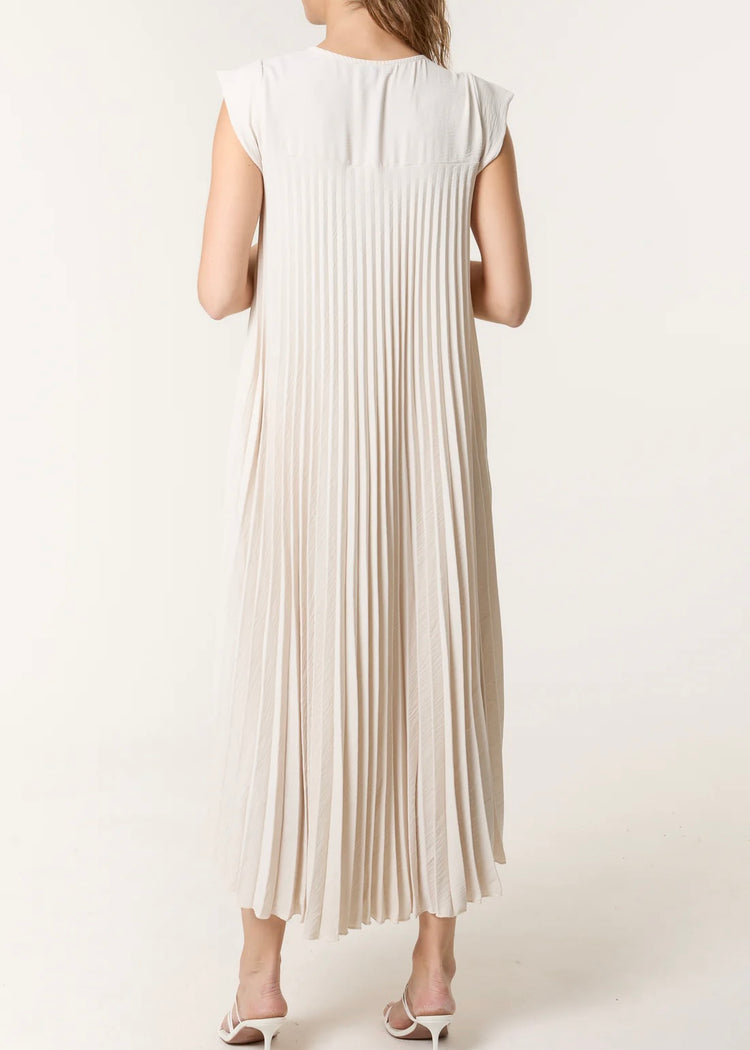 EMMA | beige pleated maxi dress