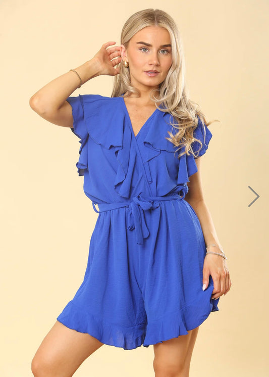 ADA | rota blue frill detail playsuit