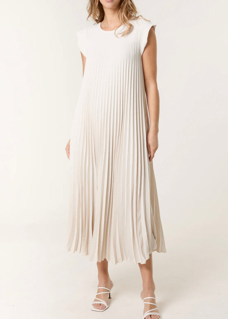 EMMA | beige pleated maxi dress