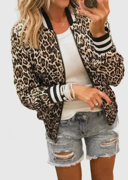 JILLY | leopard print bomber jacket