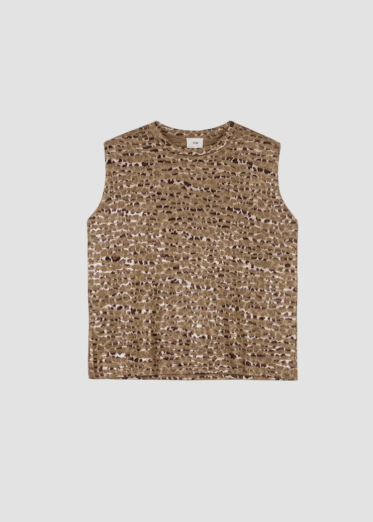 SIENNA |  gold leopard print metallic round neck top