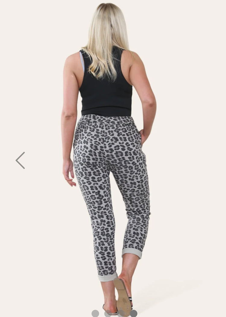 KACEY | mocha leopard print magic stretch trousers