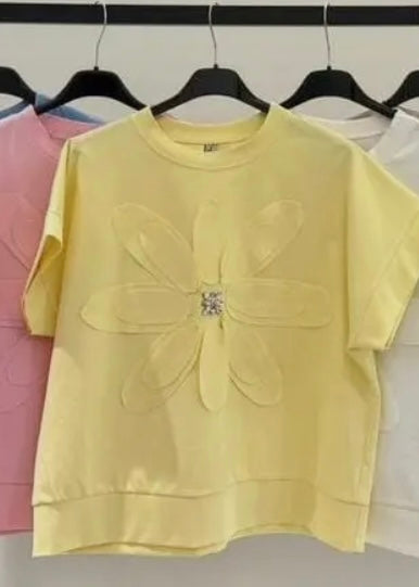 GEMMA | lemon crystal cut daisy top