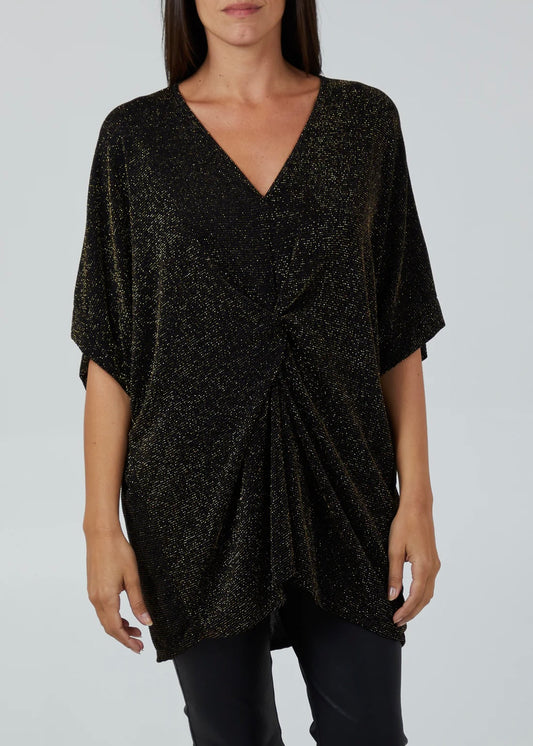 WILLOW | silver glitter lurex twist front oversized blouse