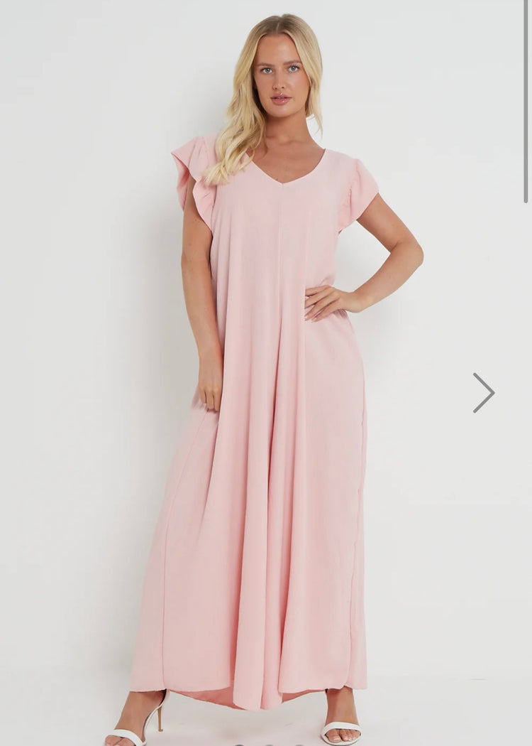 BLOSSOM | pink relaxed fit jumpsuit with frill detail