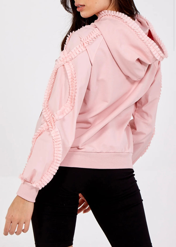 SIENNA | pink frill detail hoodie