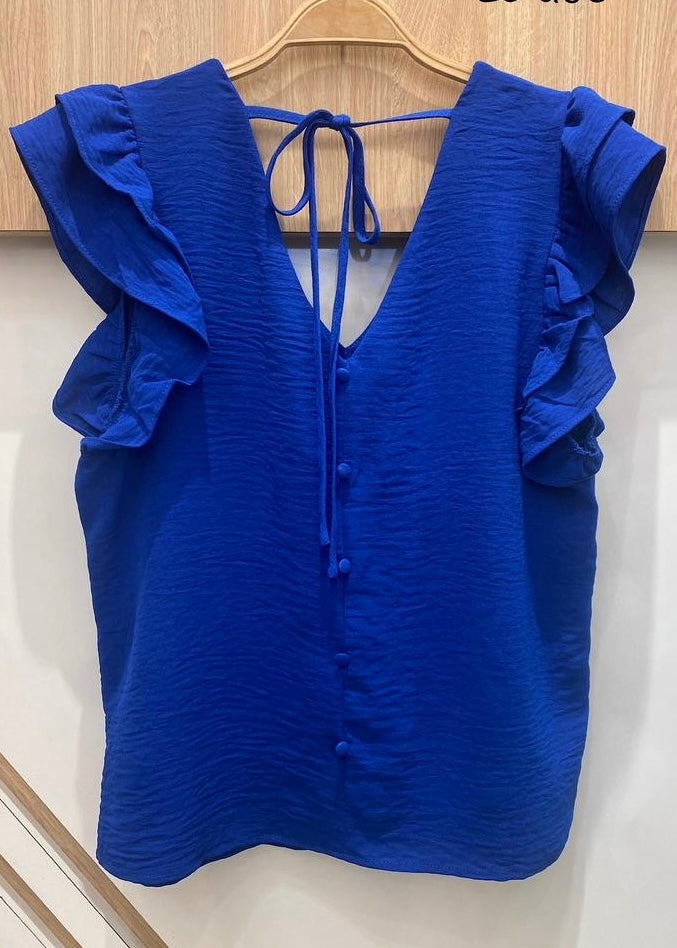 EVERLY |  royal blue frill sleeve top