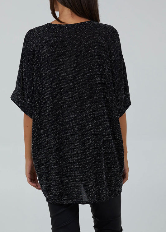 WILLOW | silver glitter lurex twist front oversized blouse