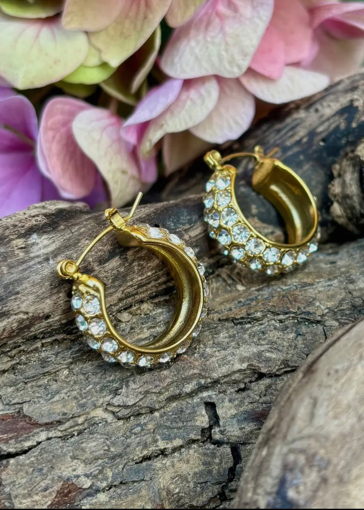 HARLOW | 18ct gold plated cubic zirconia hoop earrings