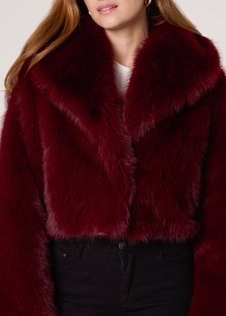 EMMA  |  burgundy faux fur cropped jacket