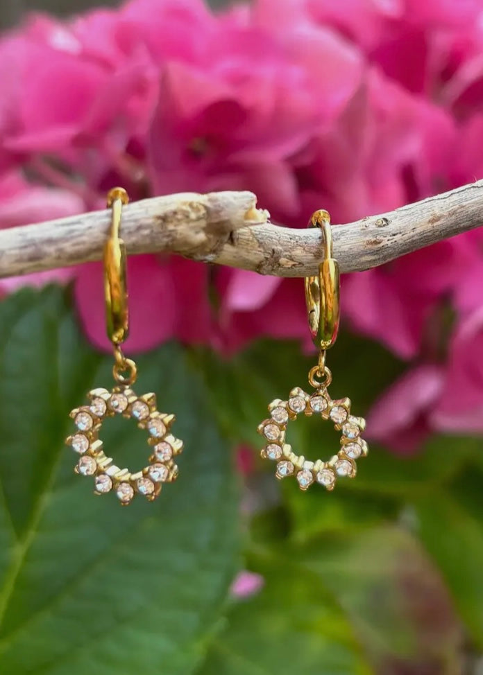 GRACIE | 18ct gold plated cubic zirconia circle huggie earrings