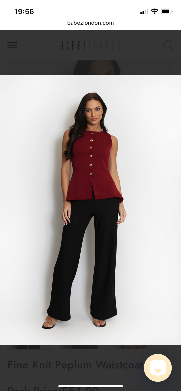 CHRISTIE |  burgundy fine knit peplum waistcoat