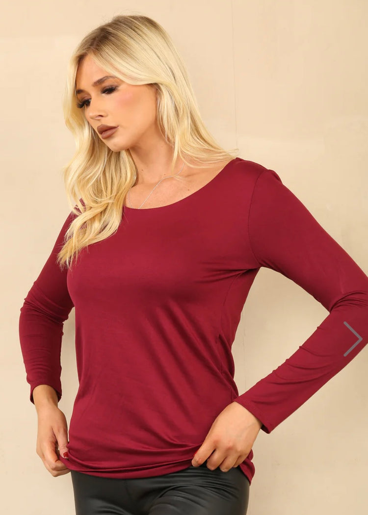 TARA |  wine coloured soft feel long sleeve top