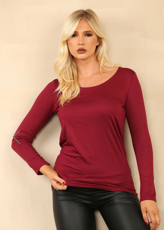 TARA |  wine coloured soft feel long sleeve top