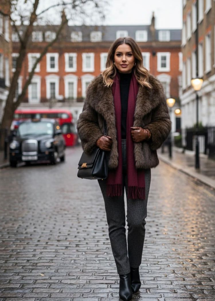 LORNE  |  brown faux fur jacket