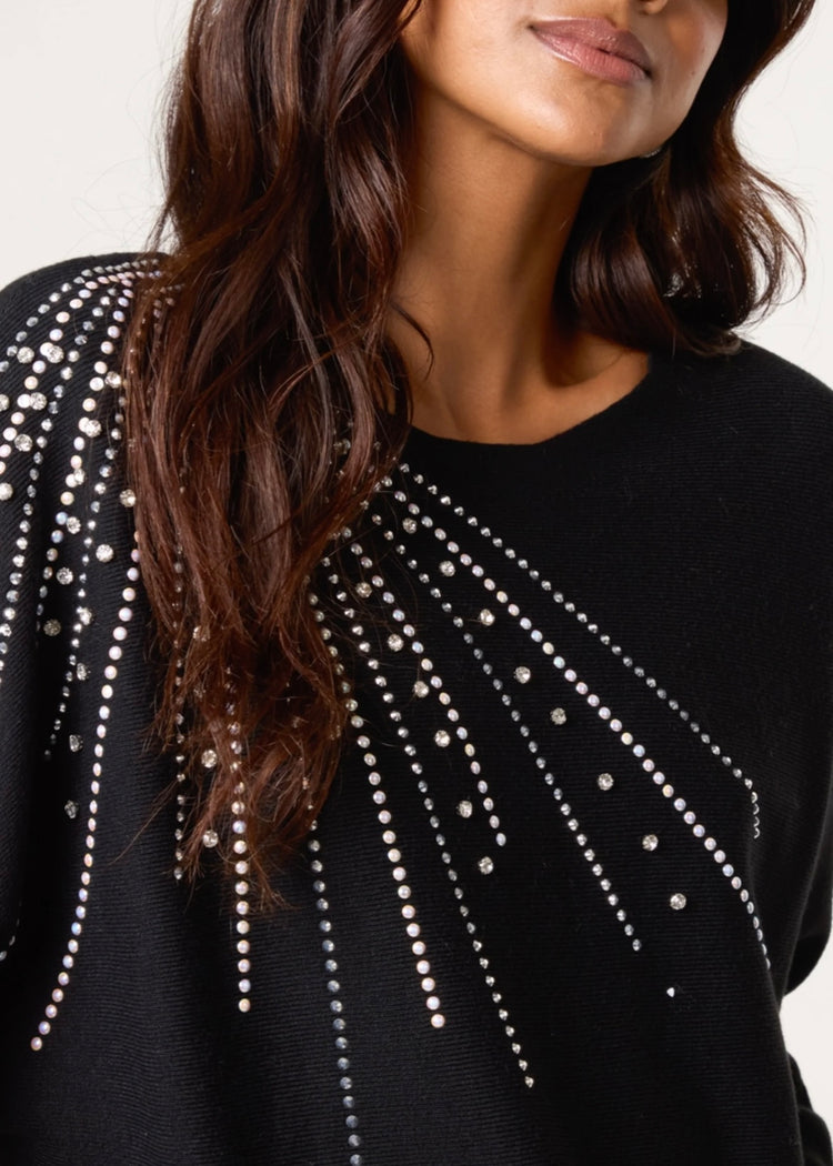 LEAH | black diamanté embellished jumper