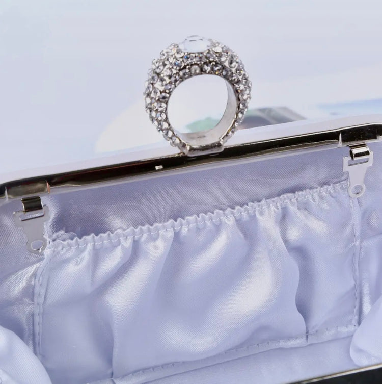 ELIZA | silver crystal clutch bag