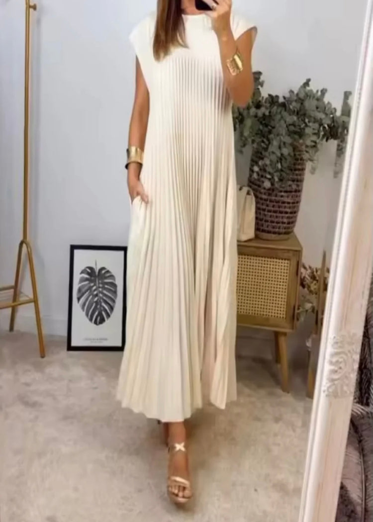 EMMA | beige pleated maxi dress