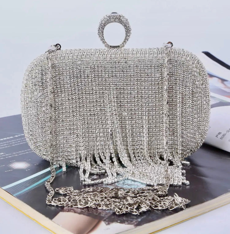 ELIZA | silver crystal clutch bag