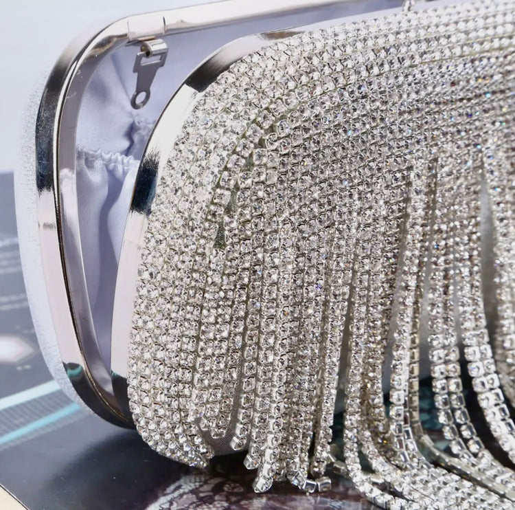 ELIZA | silver crystal clutch bag