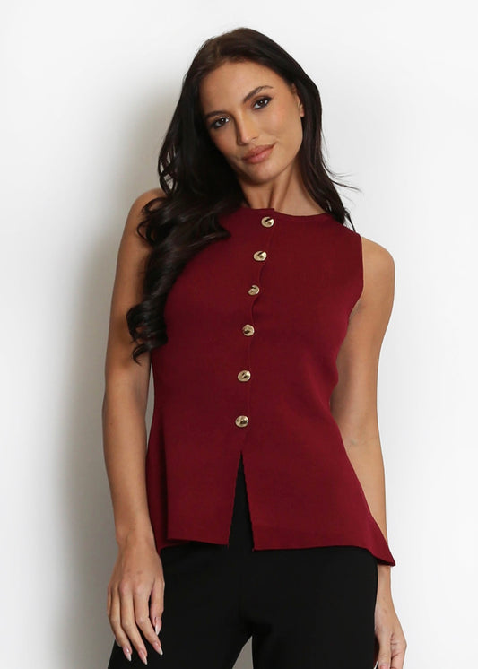 CHRISTIE |  burgundy fine knit peplum waistcoat