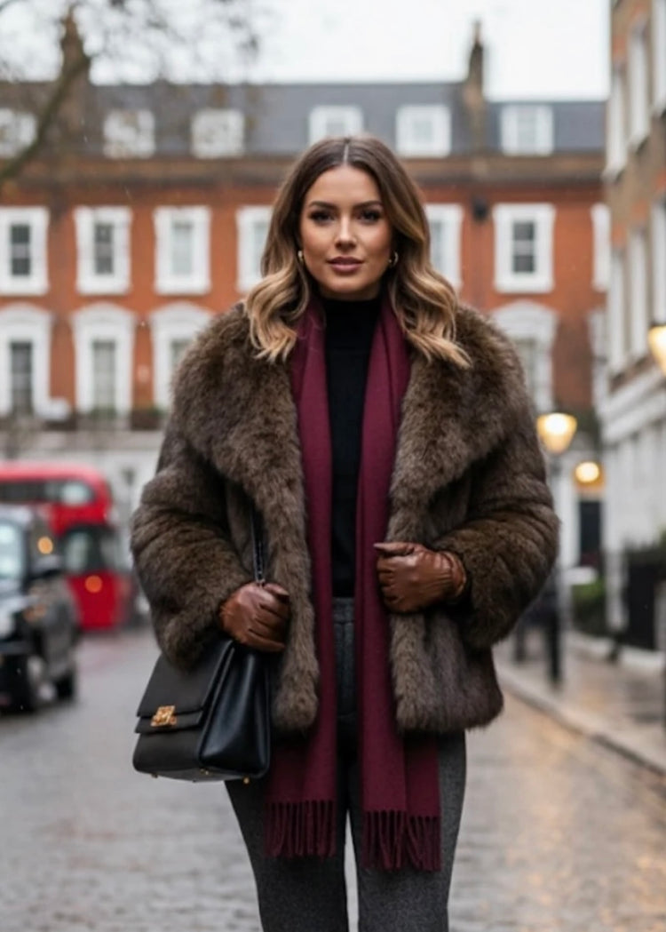 LORNE  |  brown faux fur jacket