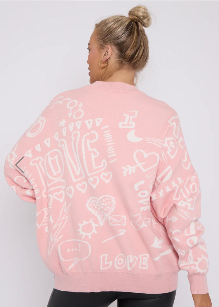 STEPH | pink graffiti love jumper