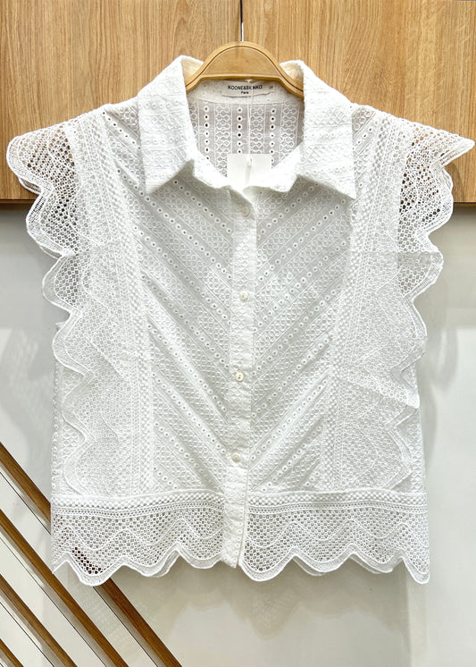 GRACE | white broderie cropped blouse
