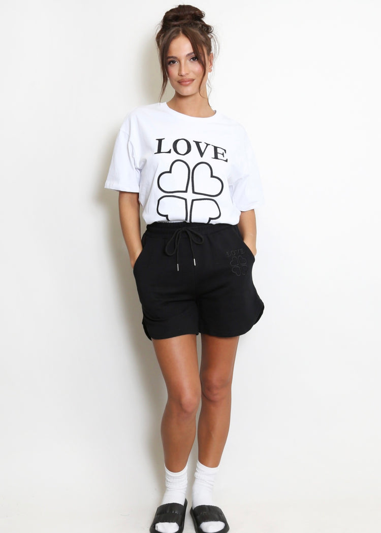 JESSICA | black and white love slogan t-shirt and shorts set