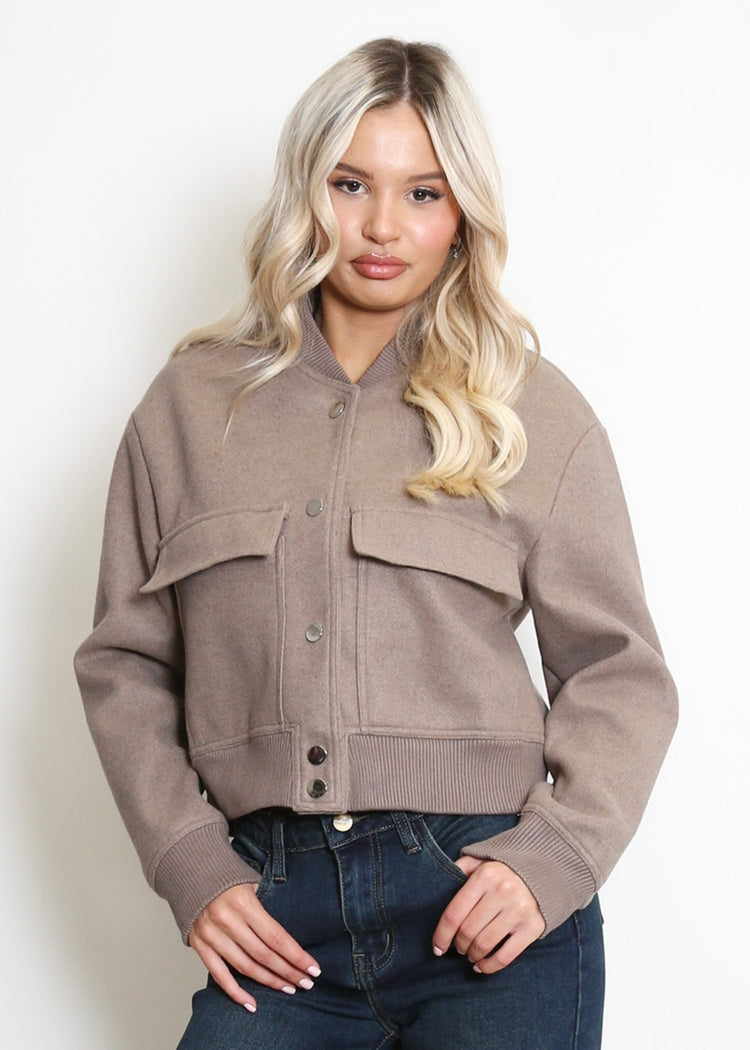 MILEY | taupe bomber jacket with pockets