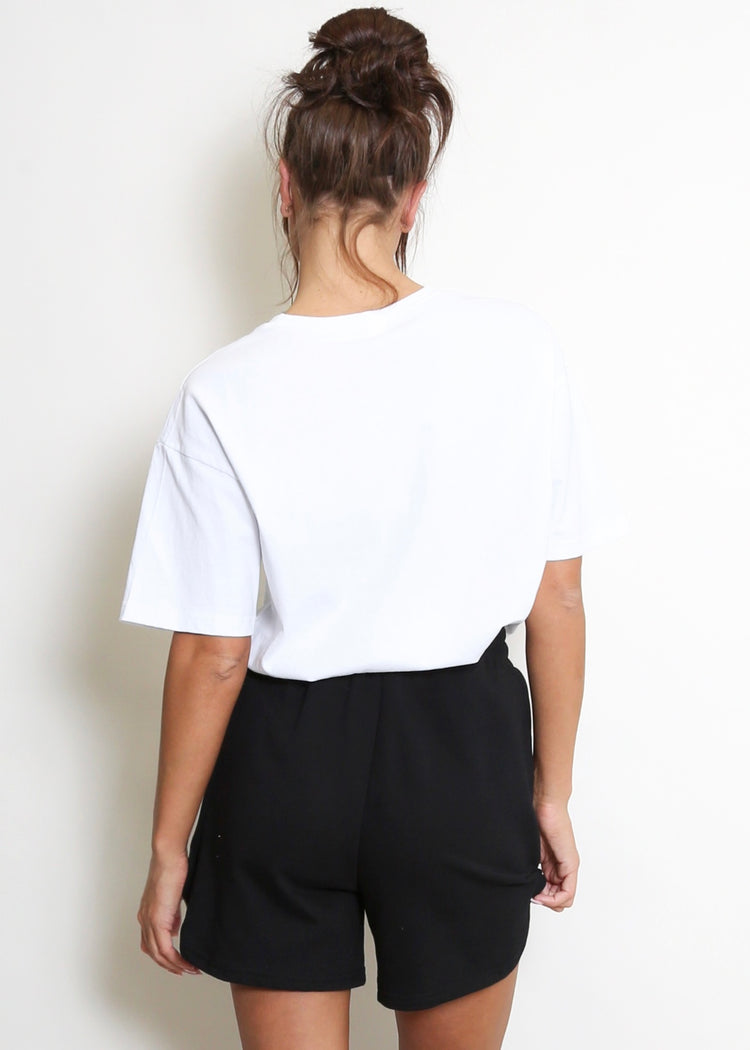 JESSICA | black and white love slogan t-shirt and shorts set