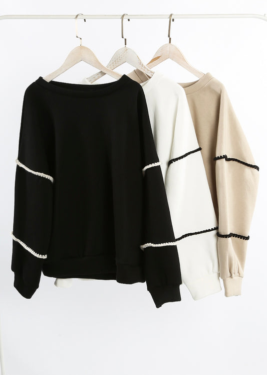 ALICE  | white and black contrast edge jumper