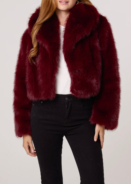 EMMA  |  burgundy faux fur cropped jacket